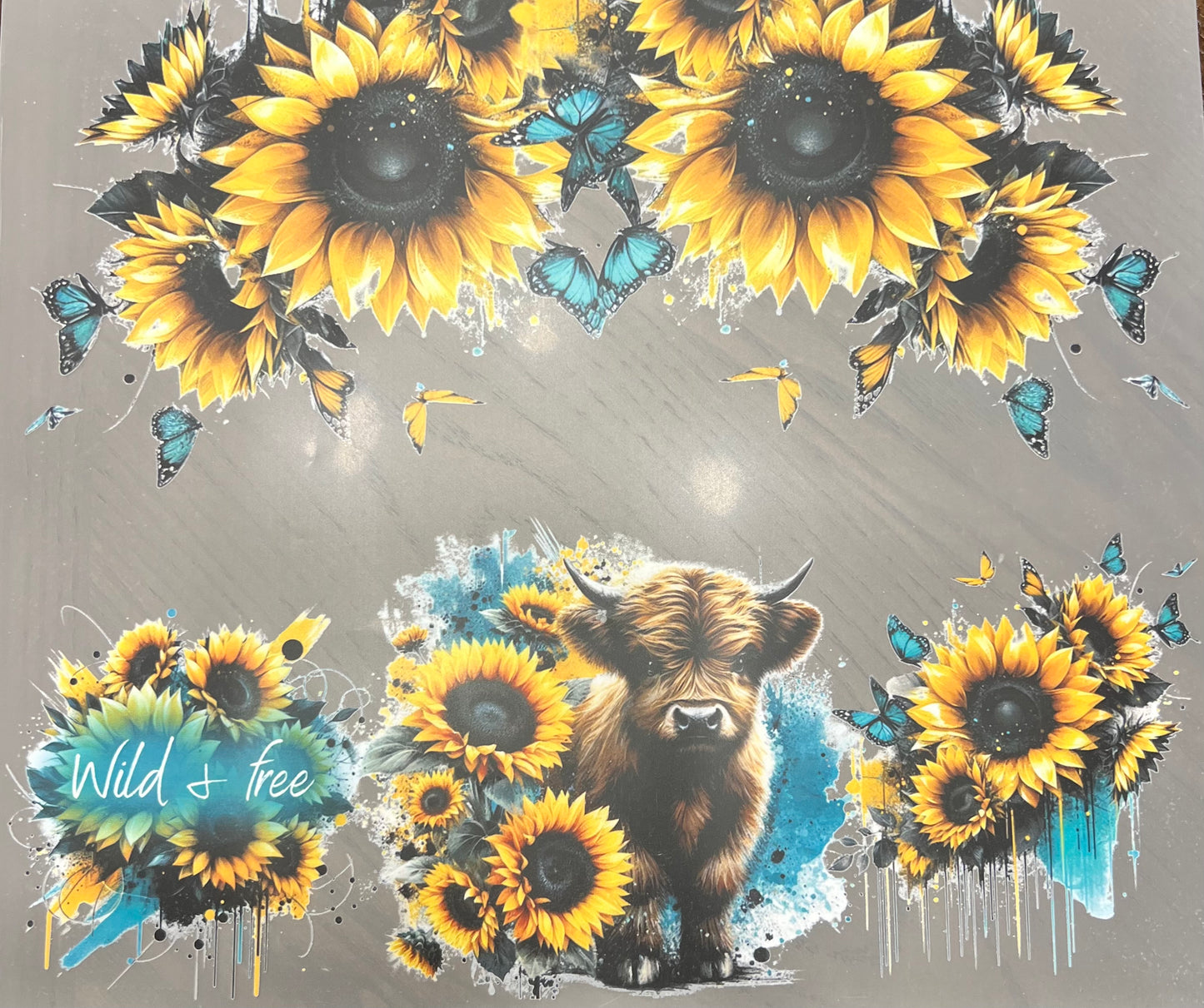 Cow and Sunflowers