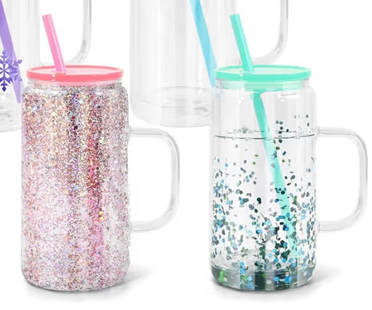 16oz Snowglobe Tumbler with handle